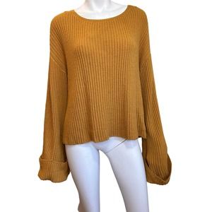Nation LTD Chunky Boxy Super Long Sleeves Mustard Gold Sweater sz S